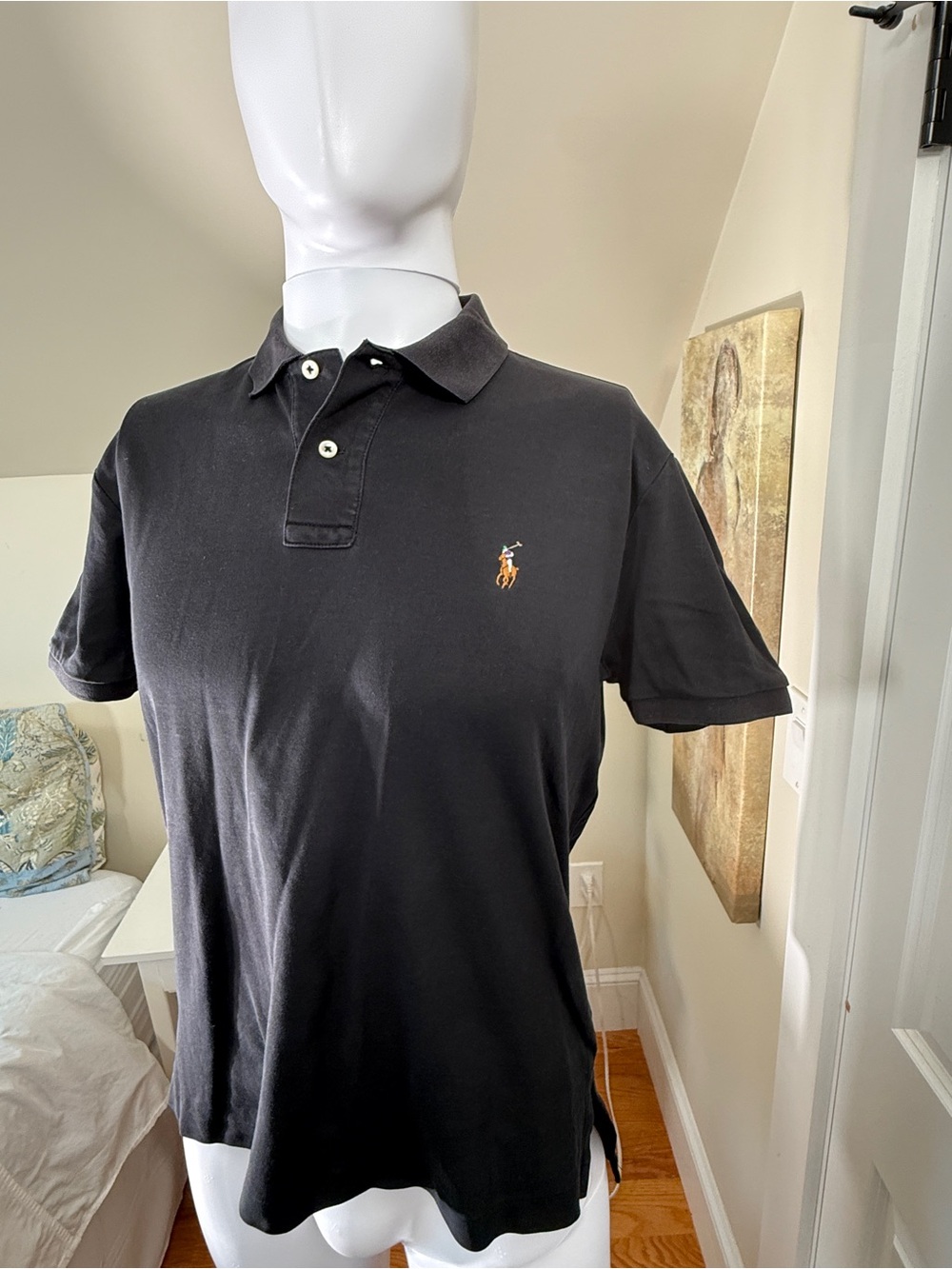 Polo by Ralph Lauren Black Short-Sleeve Cotton Polo with Embroidered Pony